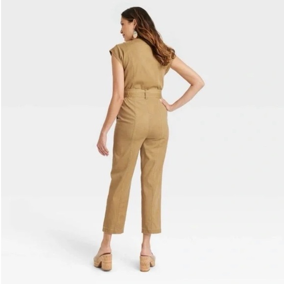 Knox Rose Short Sleeve Jumpsuit Toasted Almond Brown NWT Small - Picture 4 of 4